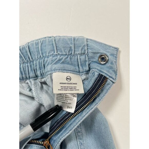 AG Adriano Goldschmied High Rise Barrel Jean Paperbag Roxbury Silk Blend Size 24 - Picture 4 of 9